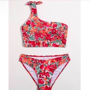 Floral One-Shoulder Swim Suit